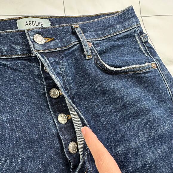 Agolde Jeans Women 27 Blue Nico High Rise Slim Cabana Button Fly Dark Wash Denim - Picture 7 of 13